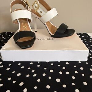 Calvin Klein Two-Tone Black and White Heels